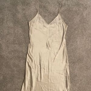 Quince 100% washable silk slip dress champagne Large